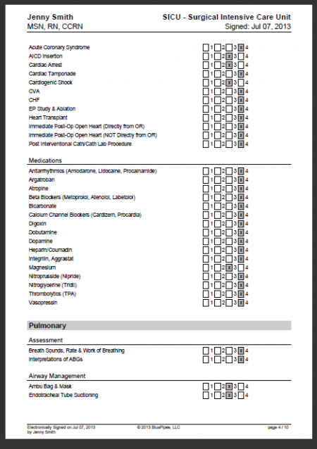 Sample Nursing Skills Checklist Bluepipes Blog 7218