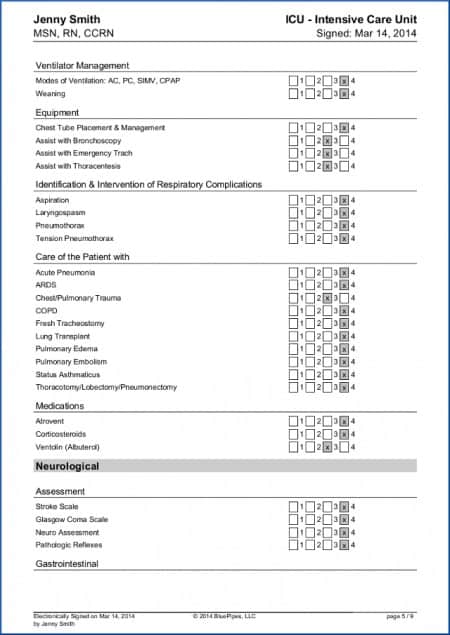 Sample Travel Nursing Skills Checklist - Free - BluePipes Blog