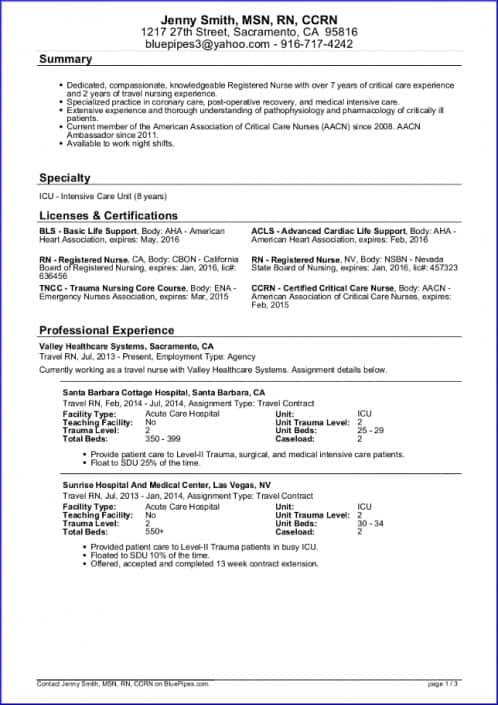 travel nurse objective resume