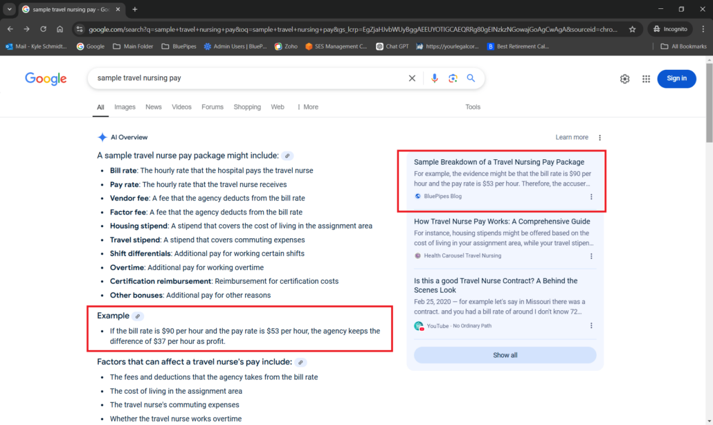 Image of search results showing misinformation from AI.